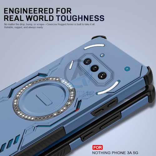 Image of AESTMO Back Case Cover for Nothing Phone 3A 5G | Magnetic Case with Built-in Metal Ring | Compatible with MagSafe Accessories | Shockproof Hybrid (PC + TPU (Blue)