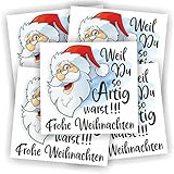 Play-Too 5 Aufkleber Etikett Flasche Sektflasche Weinflasche Bierflasche Weil du so artig warst Frohe Weihnachten, ca. 10 x 9,5 cm