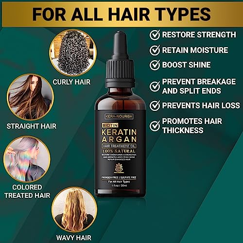 Kera-Nourish Hair Growth Oil With Vitamin E, Collagen, Biotin, Keratin, Argan, Jojoba Oil For Frizzy, Curly, Color & Chemically Treated Hair thumb #5