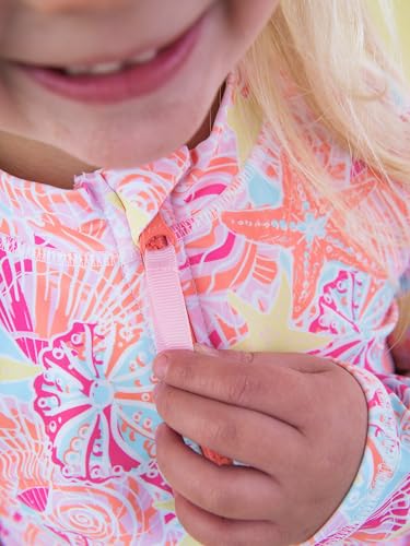 Image of RuffleButts Baby /Toddler Girls Rash Guard 2-Piece Swimsuit Set - Long Sleeve Bikini with UPF 50+ Sun Protection