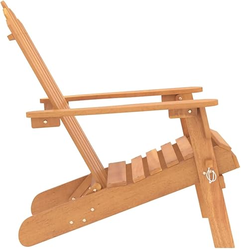 Miniatura 6 de Garden Chair Set of 2, Natural Solid Acacia Wood Adirondack Design, Foldable, Weather Resistant for Patio, Backyard, Balcony