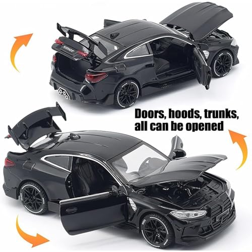 Image of 1 /32 B-M-W M4 Luxury Car Toy Metal Pull Back Diecast Car with Openable Door and Sound Light, Gifts Toys for Kids【 Black Color 】