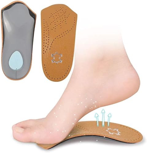 Insertos ortopédicos de cuero con almohadilla metatarsiana, plantillas de soporte de arco de 34, zapato y acolchado en el talón para hombres y