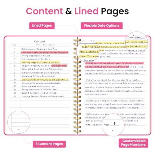 Image of Taja Lined Spiral Journal Notebook for Women & Men, 140 Pages, College Ruled Hardcover Notebook for Work & Note Taking, Journals for Writing, A5(5.7 inch x 7.9 inch) - Berry Pink
