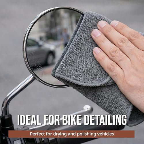 Image of Microfiber Cloth (Pack of 6) - 20x30 cms - 400 GSM | Thick Lint & Streak-Free Multipurpose Cloths - Automotive Microfibre Towels for Car, Bike Cleaning, Washing & Detailing (Grey)