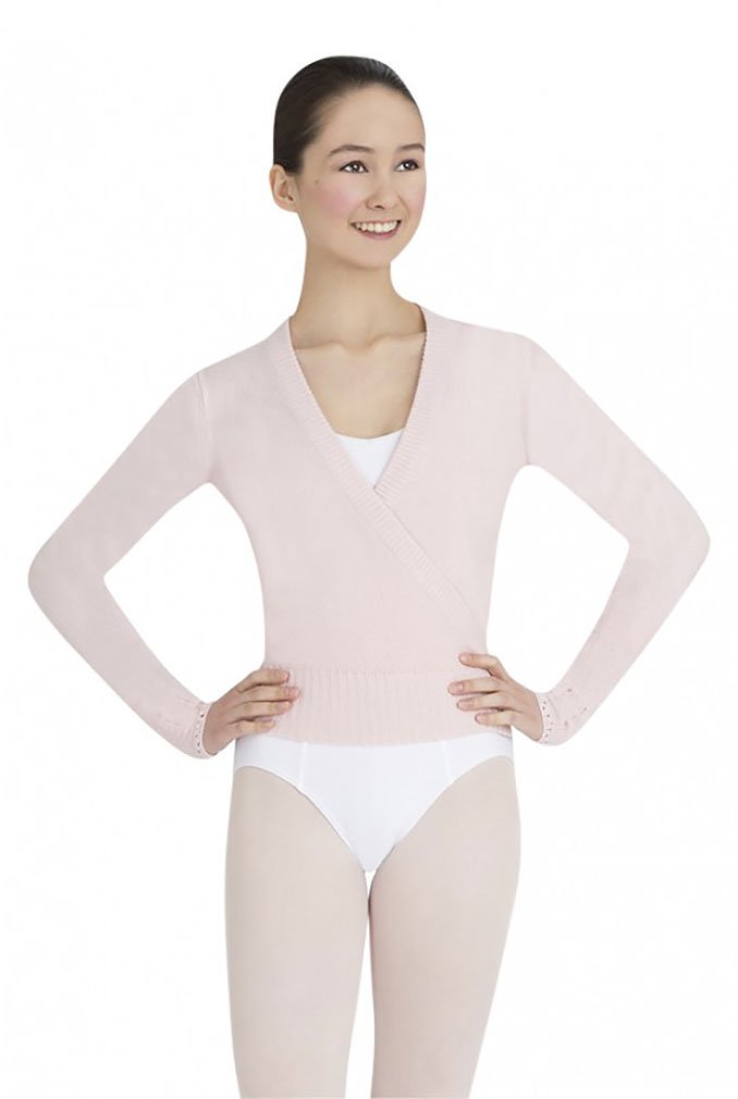 Capezio Long Sleeve Wrap Sweater, Pink, Large
