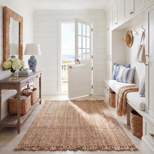 SAFAVIEH Natural Fiber Collection Area Rug - 5' x 8', Natural, Handmade Tassel Jute, Ideal for High Traffic Areas in Living Room, Bedroom (NF467A)
