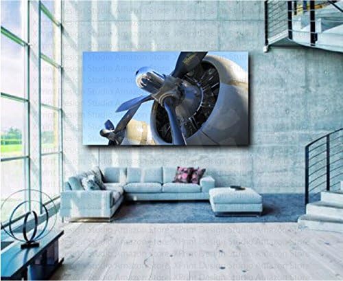 B17 Boeing Avión Hélice Bomber Lienzo Fino Impresión Decoración de Pared para el Hogar (Lienzo 36.0 x 20.0in)
