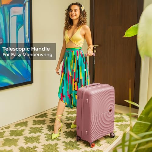 Image of Nasher Miles Seattle Hard-Sided Polypropylene Check-in Luggage 24 inch | 65cm | 8 Wheels Medium Trolley Bag for Travel | Suitcase (Rose Gold)