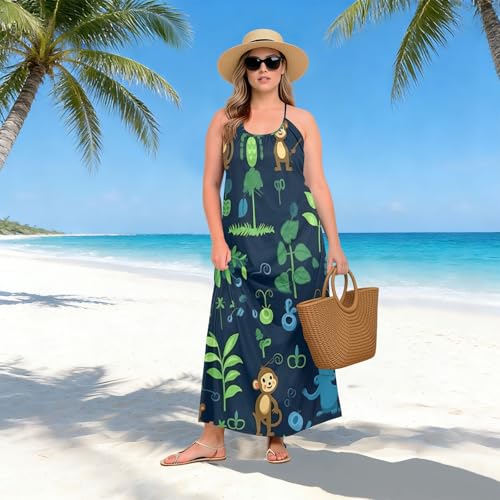 Robe d'été verte imprimé singe idéale pour vos vacances