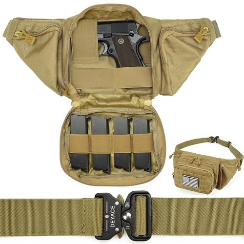 Concealed Carry Fanny Pack Quick-Release Metal-Buckle Tactical Fanny Pisto Pack for Men Military Molle Pistol Waist Bag
