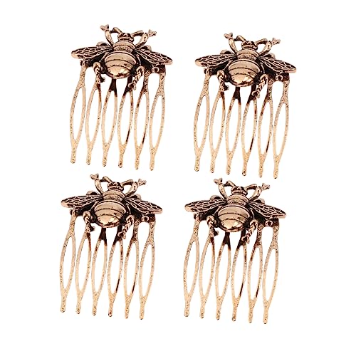 DRESSOOS 4個ヴィンテージ風蜂モチーフヘアコーム点 結婚式用レトロヘアアクセサリー 着用簡単で丈夫な合製 上品なアップスルやお団子髪に