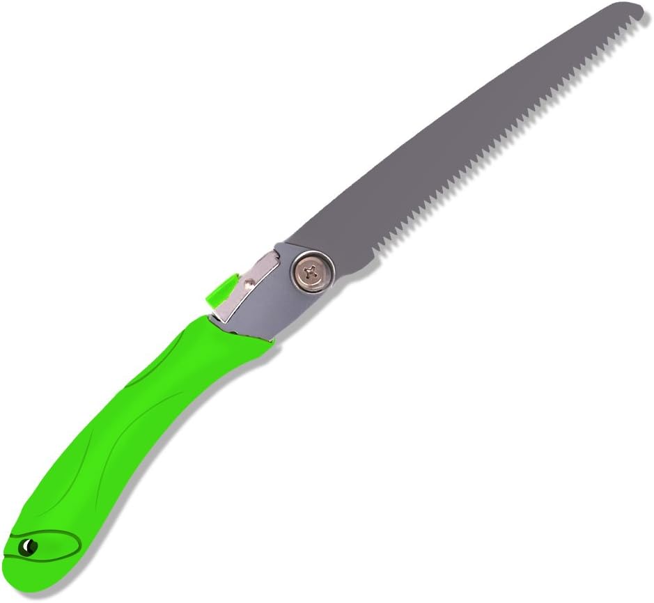 All Purpose Folding Hand Saws, 17" Rugged Tree Trimming, Razor Tooth Pruning Saw, Power Trimmer for Gardening, Wood, PVC, Camping, Lightweight, Durable 8" Steel Blade (Blue)