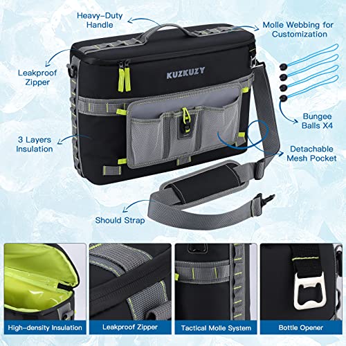 Kuzkuzy Kayak Cooler Behind Seat, Waterproof Cooler For Kayaking, Large Cooler For Kayak Seat Back - Compatible With Lawn-Chair Style Seats, Kayak Accessories For Fishing (Black/Neon Green) #TOP4