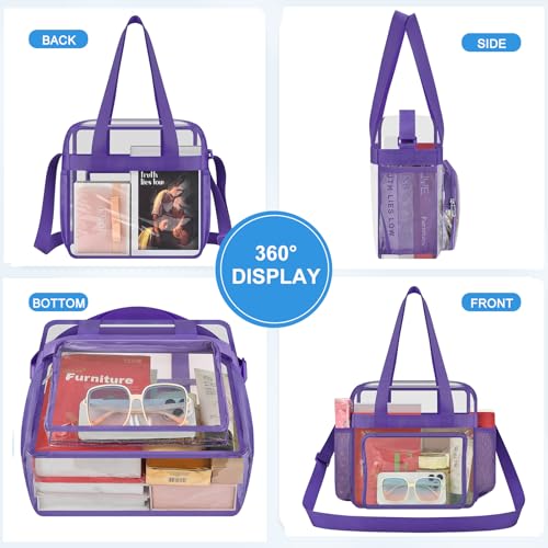 Image of Busiuw Clear Bag for Stadium Events, Stadium Approved 12x12x6 Clear Tote Bag for Sport Fan, Work Concert Travel