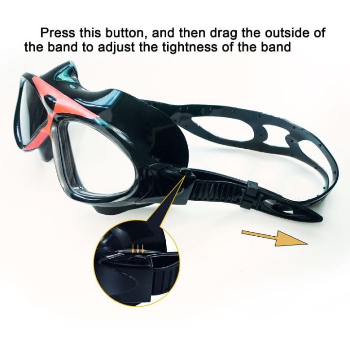 Ioggtser Swim Goggles, Big Frame Wide-Vision Swimming Goggles for Adult Men Women, No Leaking Anti-Fog Pool Goggles with UV Protection 180 Clear Vision (Black&Red) - Image 3