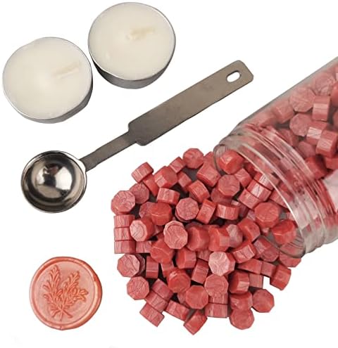 Sealing Wax Beads, AMTOL 300 Pcs Wax Sealing Beads with 2 Pcs White Candles and 1 Pcs Wax Melting Spoon, Great for Wedding Invitations,Cards Envelopes, Gift Wrapping (Sky Blue)