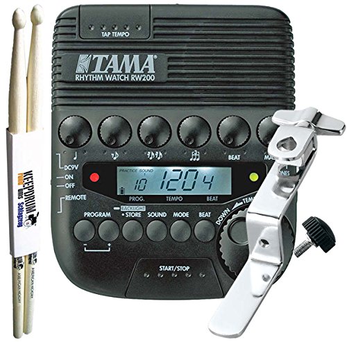 Tama Rhythm Watch RW200 + support RWH10 + baguettes Keepdrum. - Les Beatles, Paul McCartney, John Lennon, RIngo Starr, George Harrison Tama Rhythm Watch RW200 + support RWH10 + baguettes Keepdrum.