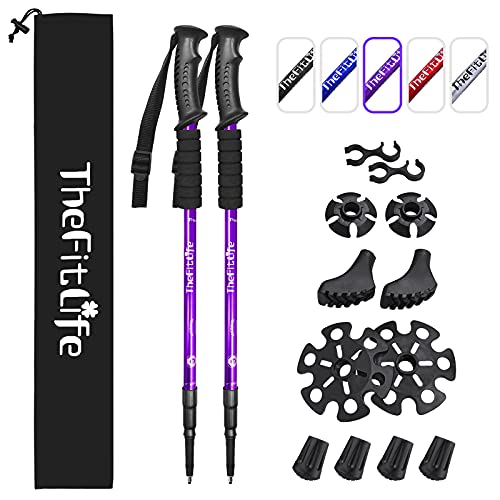 TheFitLife Nordic Walking Trekking Poles – 2 Sticks with Anti-Shock and Quick Lock System, Telescopic, Collapsible, Ultralight for Hiking, Camping, Mountaining, Backpacking, Walking, Trekking