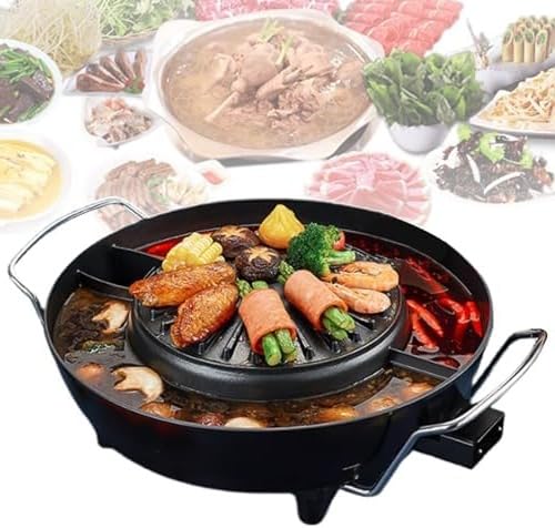 Electric Hot Pot &amp; Grill Combo, Non-Stick Soup Pot &amp; BBQ for 2-4 People, Easy to Clean, Essential for Family Gatherings