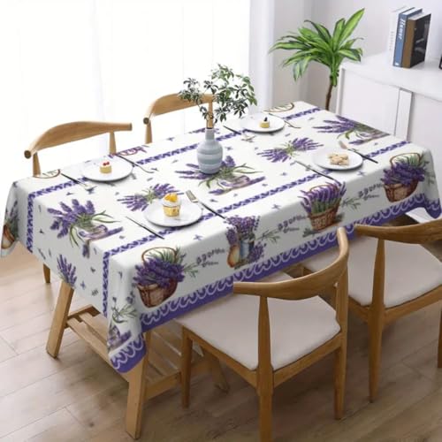 UJNHGQ Mantel Rectangular con Estampado Floral de Mariposas, Color Morado y Lavanda, Ideal para Bodas, Fiestas y decoración del hogar (140 x 200 cm/01)