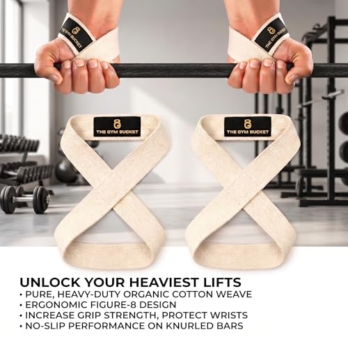 Image of Figure-8 Weight Lifting Straps - Neoprene Padded Wrist Support for Deadlifts & Gym Workout - Heavy Duty Non-Slip Lifting Grip for Men & Women (Figure-8 (Cotton))