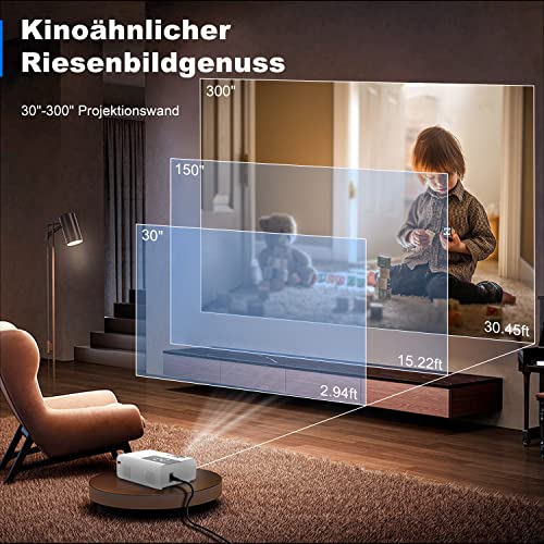 Eroshoo Beamer Full HD, 5G WiFi Native 1080p beamerondersteuning, 4K, bluetooth thuisbioscoop, videoprojector 12000 lumen, draagbare filmprojector, mini beamer, compatibel met HDMI USB/Fire Stick, - Image 8