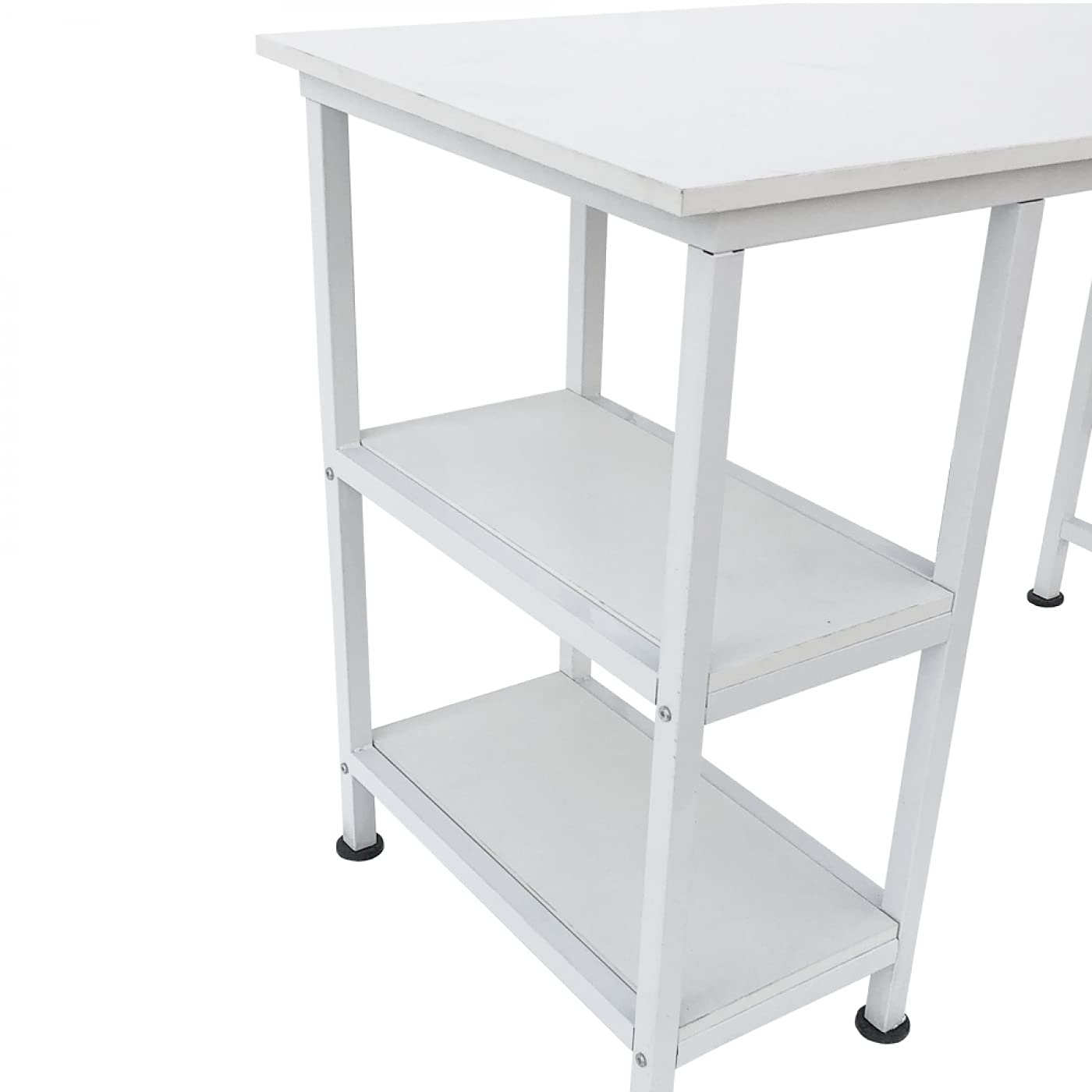 Scrivania per computer, con ripiani portaoggetti, in metallo bianco, larghezza 110 cm