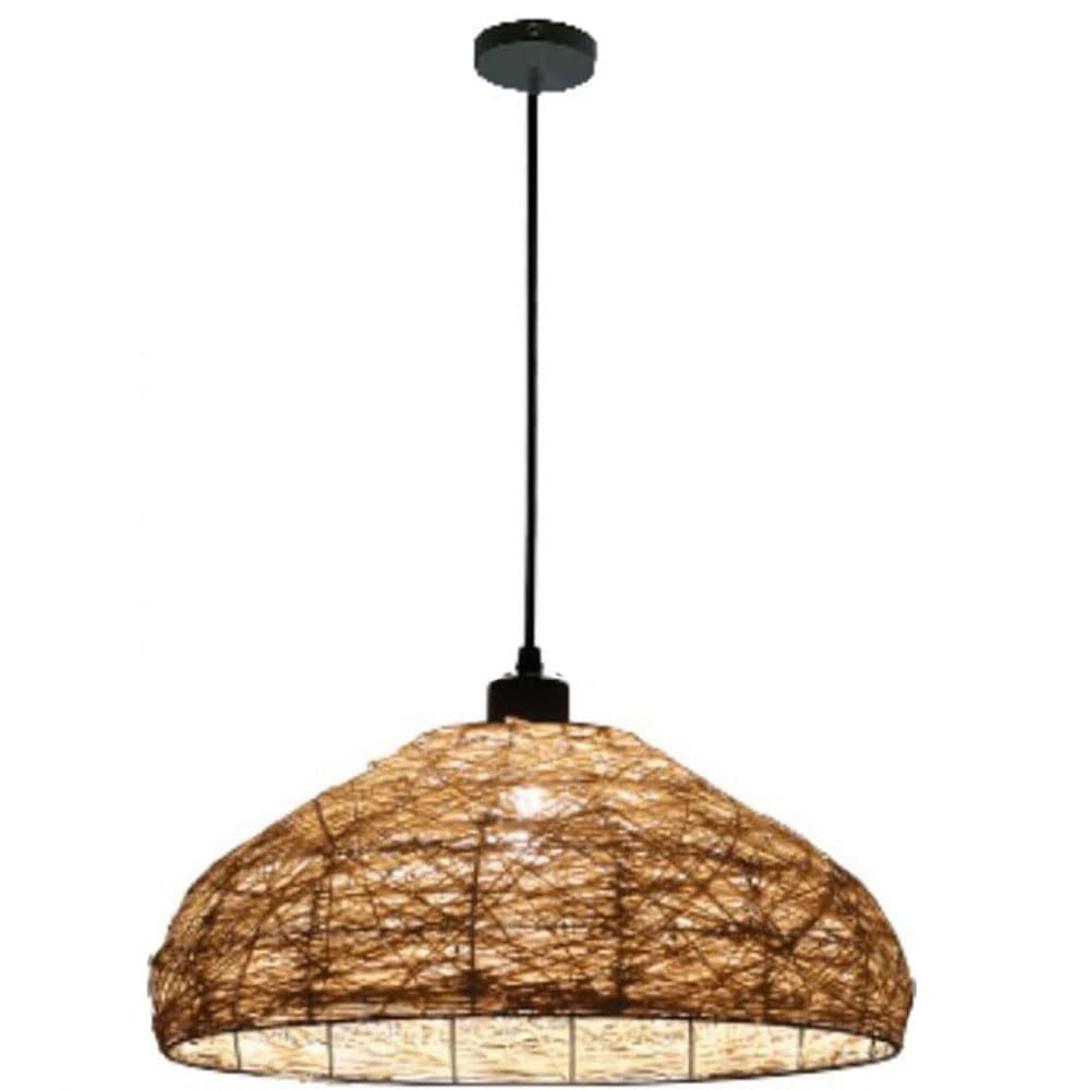 MAIYO Vintage Style Hand-Woven Pendant Light Fixtures, Simple Rattan Metal Chandelier, Creative Wicker Finish Hanging Lamp, for Kitchen Island Dining Room
