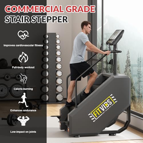 Image of Fitvids Stair Stepper Machine, Commercial Grade Stair Climber with 15 Resistance Levels, Continuous Stair Stepping Machine for Cardio and Lower Body Workouts, LED Screen, Exercise Machine for Home Gym