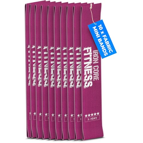 Image of Fabric Mini Resistance Bands Sets for Trainers, Bootcamp, Gym for Men and Women in Fun Colors - Ebook, Videos and Workout Chart Included by Iron Core Fitness