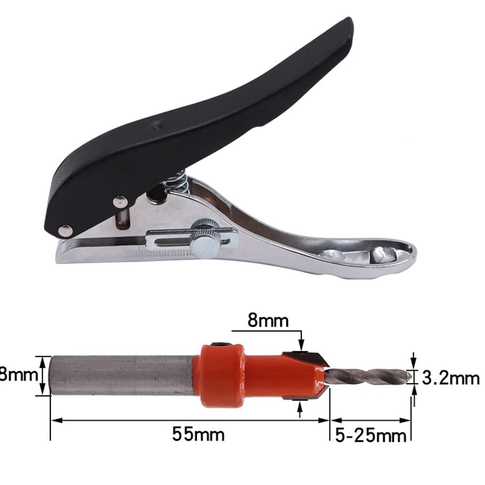 2-tlg. Locher-Set Für Möbel & Holz – Mit Fräsbohrer 3,2 Mm & Verstellbarem Stanzer Für Schraubloch-Abdeckungen