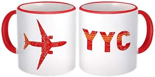 Calgary International Airport YYC : Gift Mug Airline Travel Crew AIRPORT - White w/Red Handle