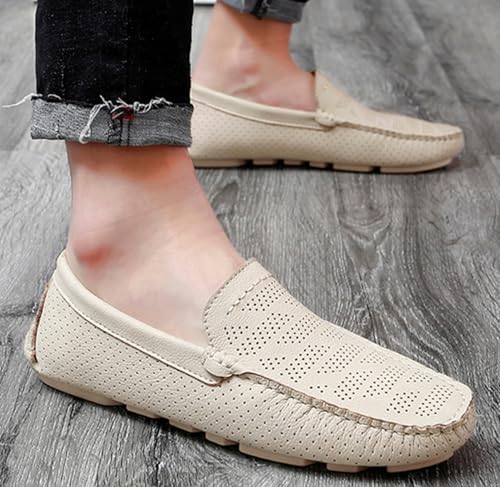 Minishion Boys Mens Casual Summer Shoes Slip on Perforated Breathable Penny Loafers Driver Moccasins YY0064