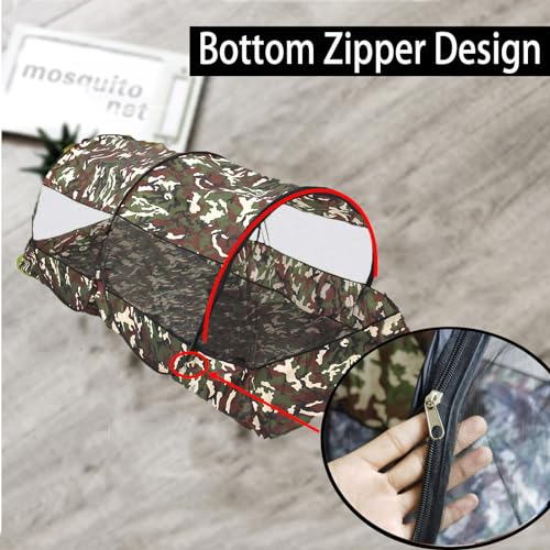 Image of CMINGJ Portable Mosquito Net Foldable Pop-Up Travel Mosquito Net for Bed Free Installation-Suitable for Baby Adults Bedroom, Camping, nap, Patio with Bottom Zippe Extra Large (Camouflage)