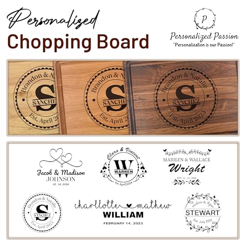 Tabla de Cortar Personalizada – Tabla de Madera Grabada con Nombre Personalizado, Tabla de Cortar para Cocina, Resistente para Carne, Verduras, Queso, Regalo para Inauguración (Cerezo) miniatura 2