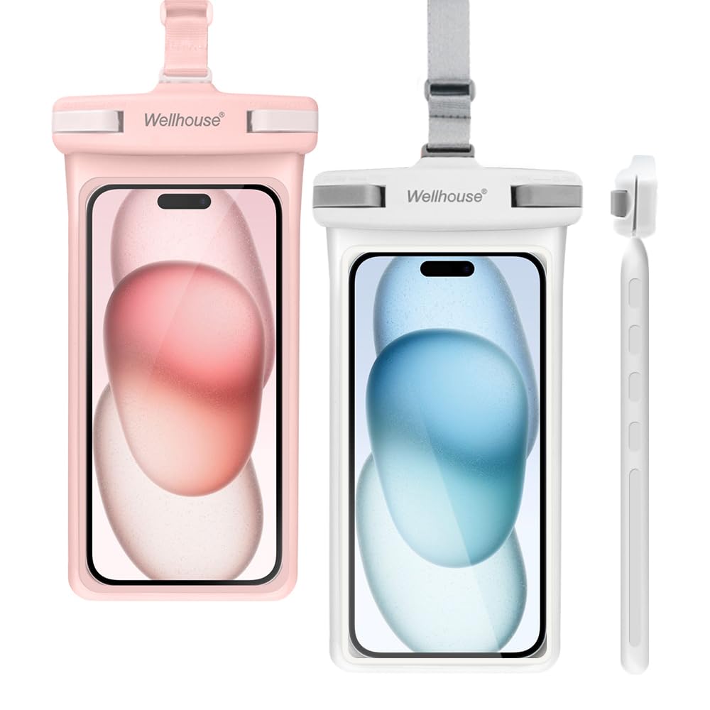 wellhouse Waterproof Phone Pouch, Waterproof Phone Case for iPhone17 16 15 14 13 Pro Max XS Samsung, IPX8 3D Cellphone Dry Bag Beach Essentials (2