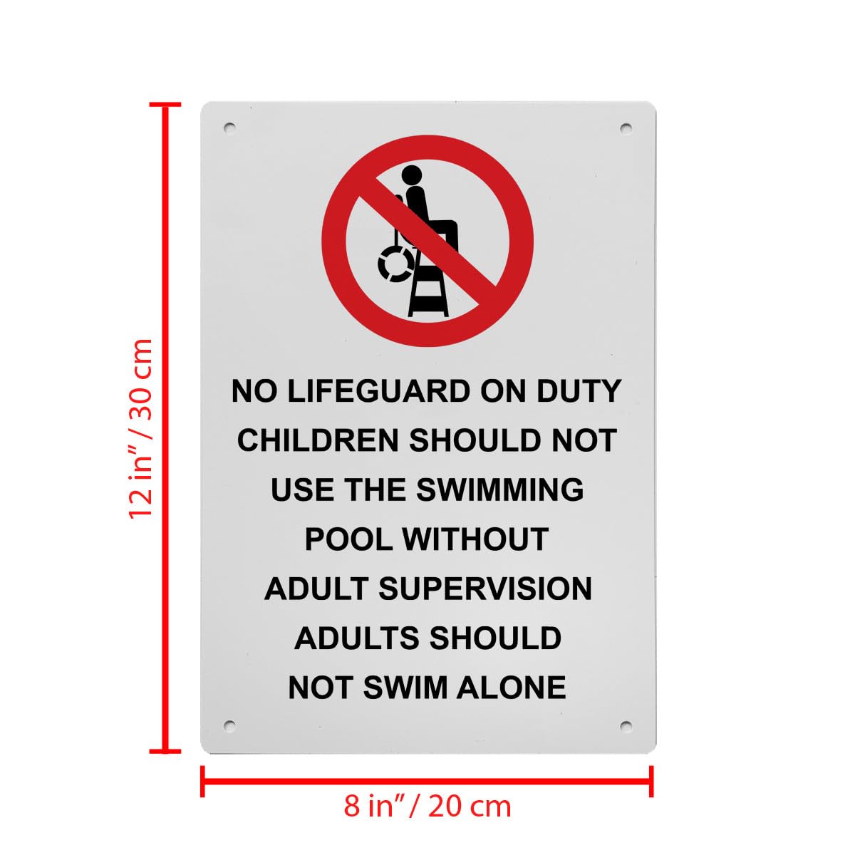 No Lifeguard On Duty Children Sign, 8.5 x 11 in
