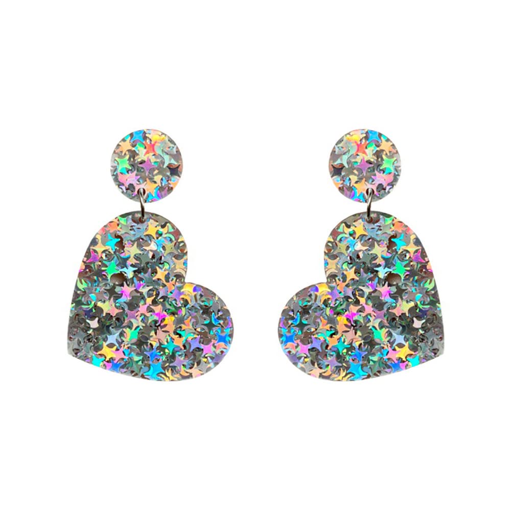 Bijoux étincelants En Acrylique Pendantes En Forme De Cœur à Paillettes Colorées - Cadeaux De Saint-Valentin Pour Femmes, Filles Et Petites Amies Bijoux étincelants En Acrylique Pendantes En Forme De Cœur à Paillettes Colorées - Cadeaux De Saint-Valentin Pour Femmes, Filles Et Petites Amies