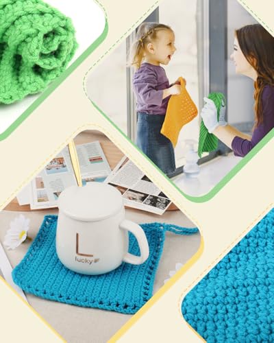 Image of Katech Crochet Kit for Beginner Adults, Dishcloth Beginner Crochet Kit for Adults Learn to Crochet, Crochet Starter Kit Contain Detail Instruction Soft Yarn and Crochet Hook Supplies