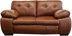 Sofá de Couro Marselha 2 lugares - Conhaque com Brilho