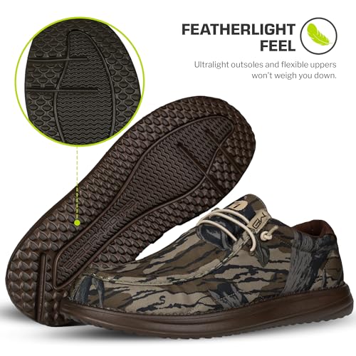 Gator Waders Mens Camp Shoes - Breathable Slip-On Loafers - Elastic Laces - Ultralight All Day Cushioning - Fitted Feel4