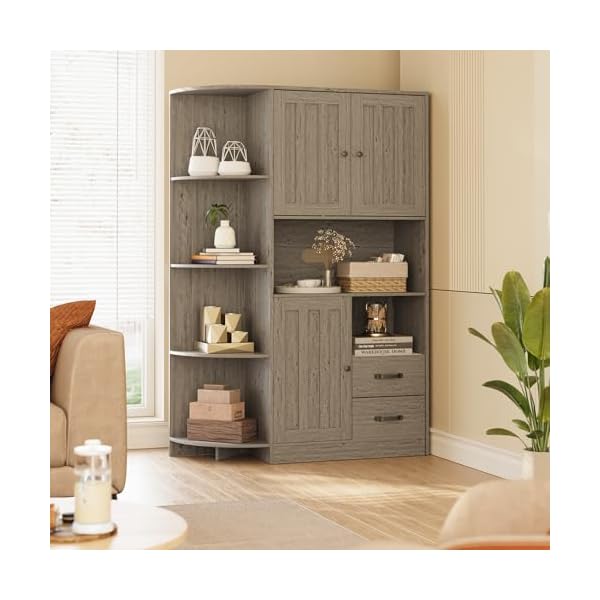   Gizoon-604-Farmhouse-Kitchen-Pantry-Storage-Cabinet-with-Doors-and-Adjustable-Shelves-Large-Kitchen-Hutch-with-Drawers-Freestanding-Cupboard-for-Dining-Room-Living-Room-Grey