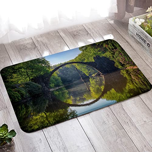 Paillasson sur mesure vert motif pont rivière tapis entrée