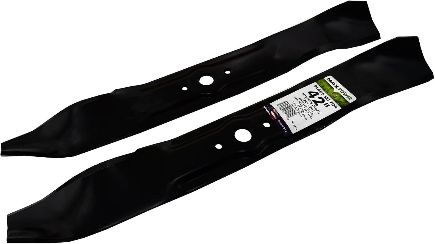 MaxPower 561547B 2 Blade Set for 42 in. Cut MTD, Cub Cadet, Troy-Bilt Mowers Replaces OEM no. 759-3830, 742-3033 and 742-04101