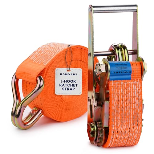 Dawnerz Heavy Duty Ratchet Straps 3 inch x 30 ft - 16 500 Lb Breaking Strength Tie Downs Ratchet Straps with Double Wire J Hooks for Truck and Trailer