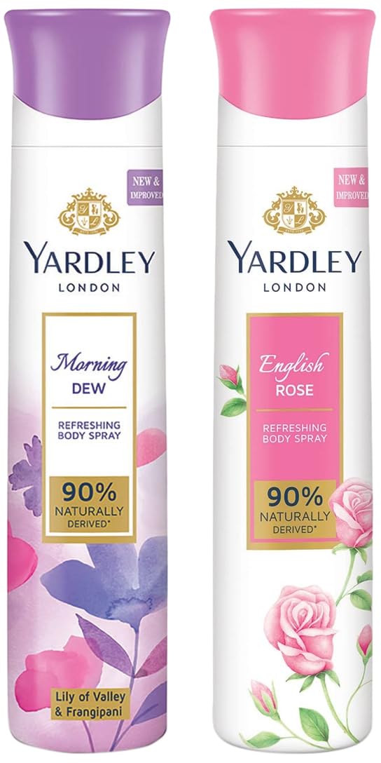 Yardley London Morning Dew Refreshing Deo Spray For Women, 150Ml & English Rose Refreshing Deo For Women, 150Ml