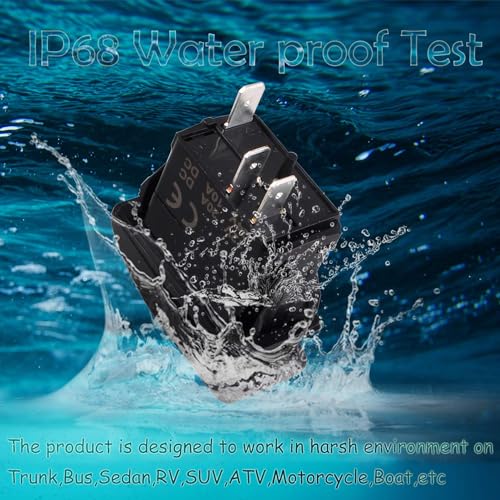 Car-ling Rocker Switch with LED Light 12V 24V SPST On-Off Waterproof for Car Boat Marine UTV (Red LED, 3P) - image 5