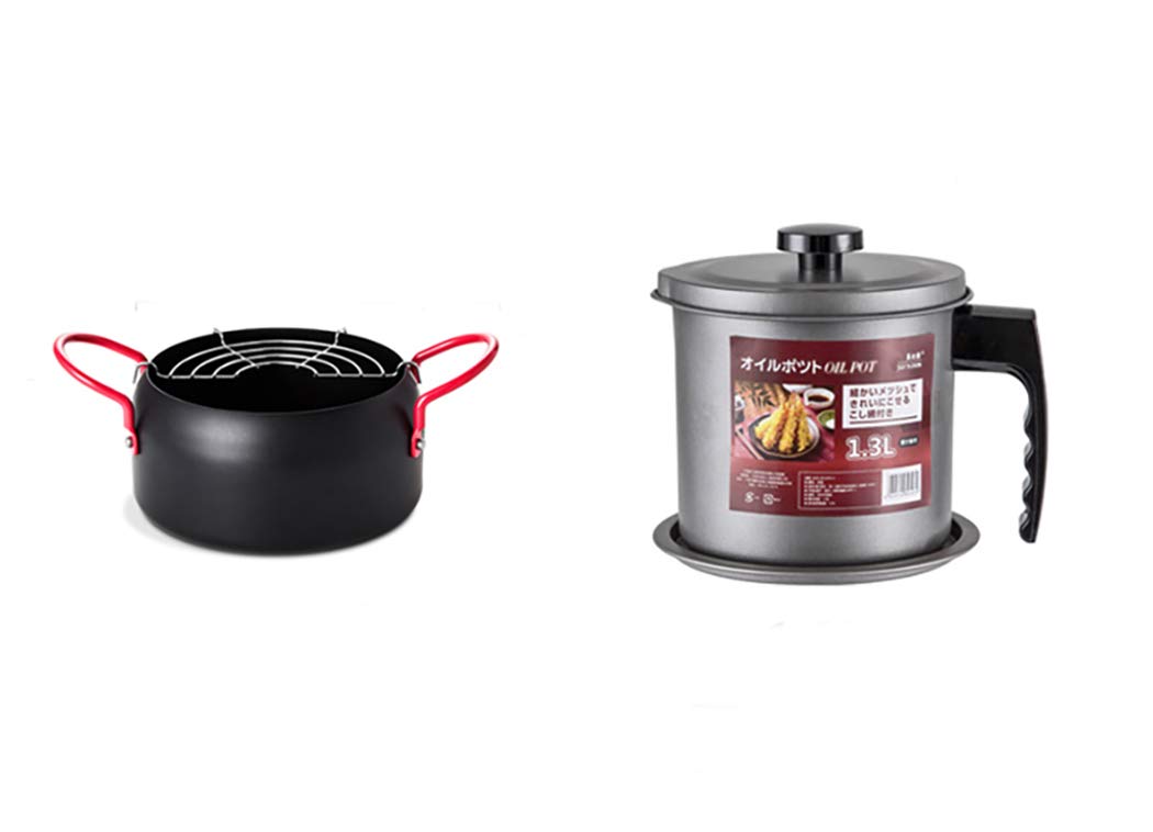 16CM black double ears with filter holder Japanese tempura fryer gas stove induction cooker general 