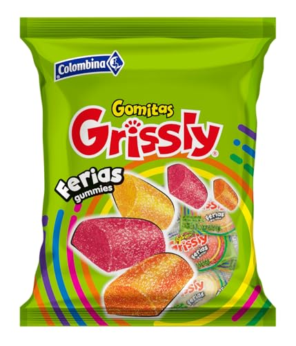 Gominolas de Frutas Grissly - Sabores de Naranja, Piña y Fresa - Bolsa de Kilo - 143 Gominolas por Bolsa - Sin Gluten - Envueltas